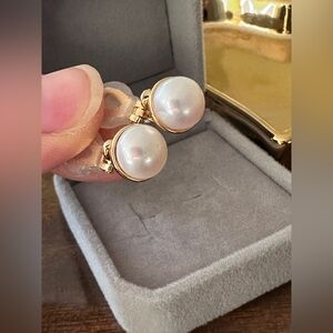 Gold filled White fresh water Pearl clip-on Earrings